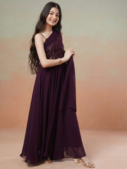 Girls Embroidered Maxi Ethnic Dress