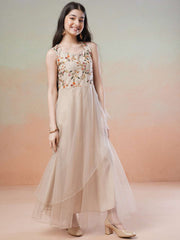 Girls Embroidered Fit & Flared Ethnic Dresses