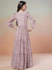 Girls Printed Maxi Ethnic Dresses