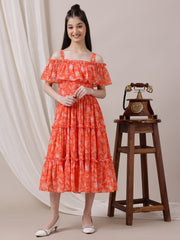 Girls Floral Printed Fit and Flare Ethnic Dress