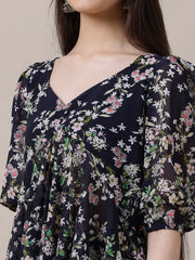 Girls Floral Printed Empire Kurta with Palazzos