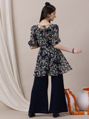 Girls Floral Printed Empire Kurta with Palazzos