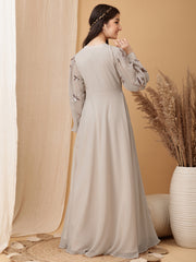 Girls Floral Embroidered Sequinned Georgette Ethnic Dress