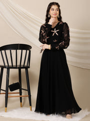 Girls Embroidered A-Line Maxi Ethnic Dresses