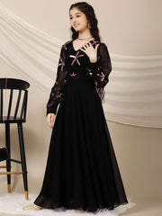 Girls Embroidered A-Line Maxi Ethnic Dresses