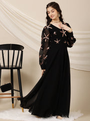 Girls Embroidered A-Line Maxi Ethnic Dresses