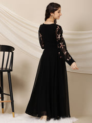 Girls Embroidered A-Line Maxi Ethnic Dresses