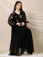 Girls Embroidered A-Line Maxi Ethnic Dresses