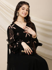 Girls Embroidered A-Line Maxi Ethnic Dresses