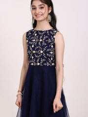 Girls Floral Embroidered Gown Ethnic Dress