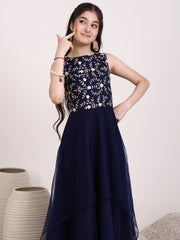 Girls Floral Embroidered Gown Ethnic Dress
