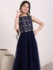 Girls Floral Embroidered Gown Ethnic Dress