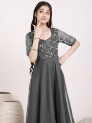 Girls Embroidered Ethnic Maxi Dresses