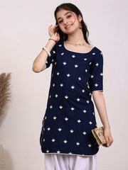 Girls Ethnic Motifs Embroidered Regular Thread Work Chanderi Cotton Kurta with Dhoti Pants