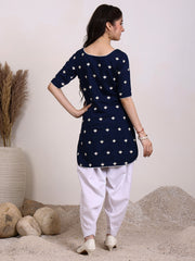 Girls Ethnic Motifs Embroidered Regular Thread Work Chanderi Cotton Kurta with Dhoti Pants