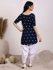 Girls Ethnic Motifs Embroidered Regular Thread Work Chanderi Cotton Kurta with Dhoti Pants