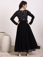 Girls Floral & Sequinned Embroidered Ethnic Dress