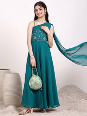 Girls Embroidered Fit and Flare Ethnic Dresses