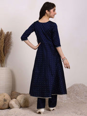 Girls Ethnic Motifs Embroidered Angrakha Kurta with Trousers