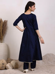 Girls Ethnic Motifs Embroidered Angrakha Kurta With Trousers