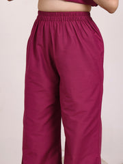 Girls Floral Embroidered Regular Thread Work Kurta with Palazzos