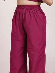 Girls Floral Embroidered Sequinned Straight Kurta With Palazzos