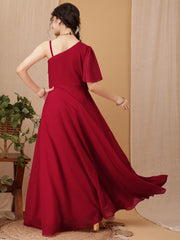 Girls Geometric Embroidered Sequinned A-line Ethnic Dress