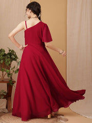 Girls Geometric Embroidered Sequinned A-line Ethnic Dress