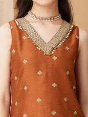 Girls Ethnic Motifs Embroidered Regular Sequinned Kurti with Palazzos