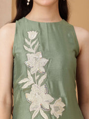 Girls Floral Embroidered Regular Thread Work Kurta with Palazzos