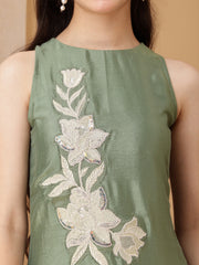 Girls Floral Embroidered Regular Thread Work Kurta with Palazzos