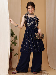 Girls Ethnic Motifs Embroidered A-Line Kurta with Palazzos
