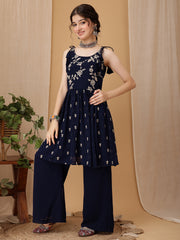 Girls Ethnic Motifs Embroidered A-Line Kurta with Palazzos