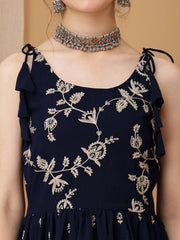 Girls Ethnic Motifs Embroidered A-Line Kurta with Palazzos