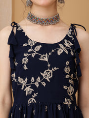 Girls Ethnic Motifs Embroidered A-Line Kurta with Palazzos