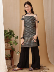 Girls Floral Regular Sequinned Kurta with Palazzos