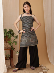 Girls Floral Regular Sequinned Kurta with Palazzos