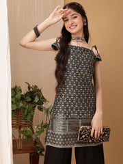 Girls Floral Regular Sequinned Kurta with Palazzos