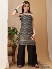 Girls Floral Regular Sequinned Kurta with Palazzos