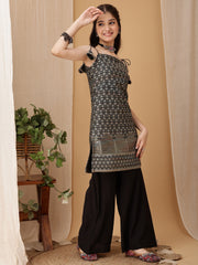 Girls Floral Regular Sequinned Kurta with Palazzos