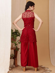 Girls Floral Embroidered A-Line Kurti with Palazzos