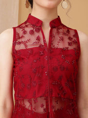 Girls Floral Embroidered A-Line Kurti with Palazzos