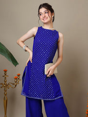 Girls Ethnic Motifs Embroidered Regular Sequinned Kurta with Palazzos