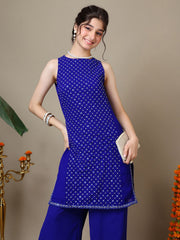 Girls Ethnic Motifs Embroidered Regular Sequinned Kurta with Palazzos