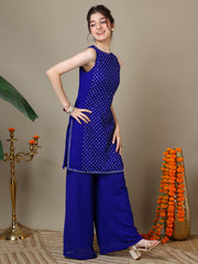 Girls Ethnic Motifs Embroidered Regular Sequinned Kurta with Palazzos