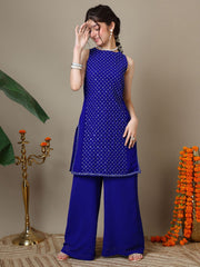Girls Ethnic Motifs Embroidered Regular Sequinned Kurta with Palazzos