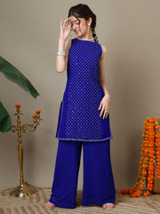 Girls Ethnic Motifs Embroidered Regular Sequinned Kurta with Palazzos