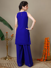 Girls Ethnic Motifs Embroidered Regular Sequinned Kurta with Palazzos