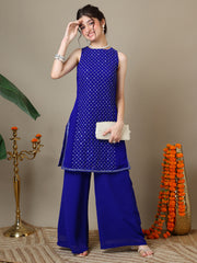 Girls Ethnic Motifs Embroidered Regular Sequinned Kurta with Palazzos