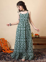 Girls Geometric Printed A-Line Ethnic Dress